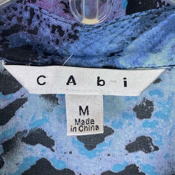 Cabi #609 Blue & Black Python Snakeskin Print Long Sleeve Button Up Shirt Size M - Picture 3 of 5